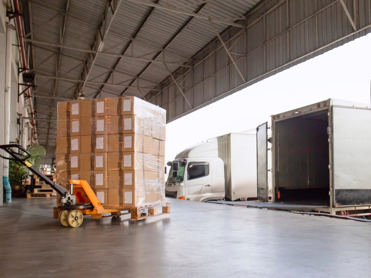 Carga paletizada lista para ser embarcada en bodega